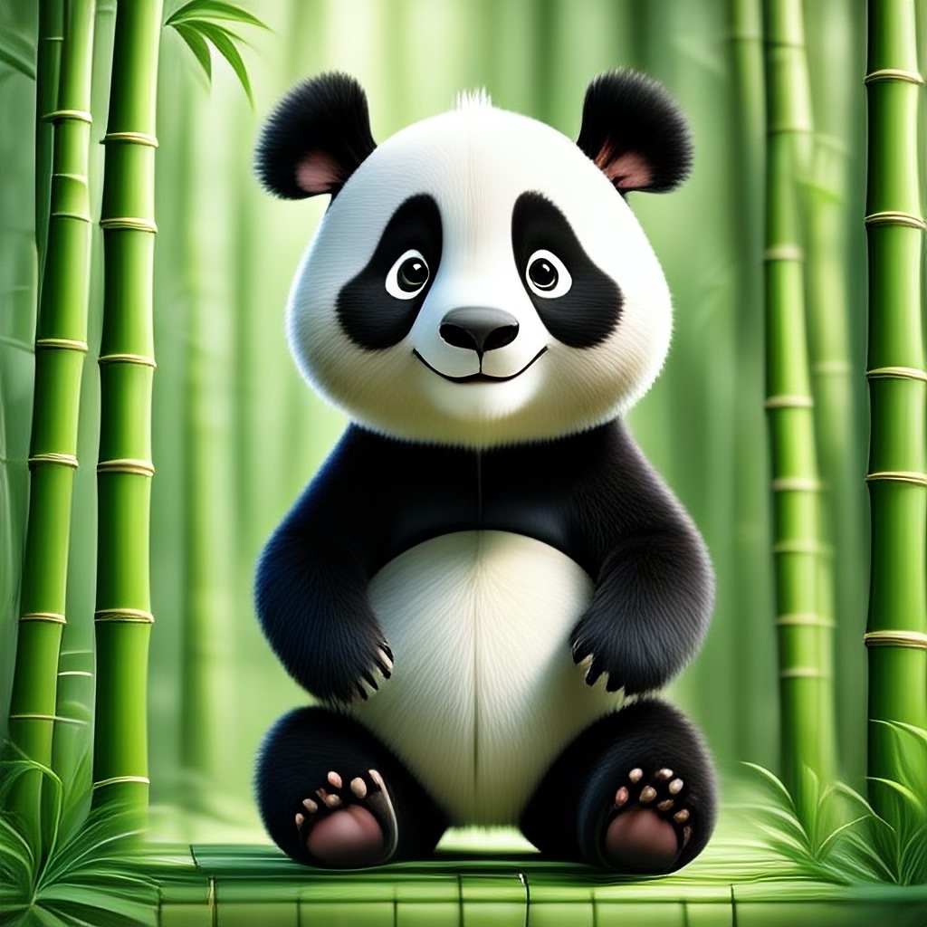 Panda in bamboo forest